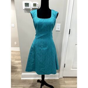Badgley Mischka Teal Formal Dress with Bow Silk Blend Party Prom - Size 6